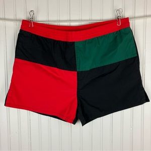 Manhattan Color Block Lined Swimming Trunks Vintage Short